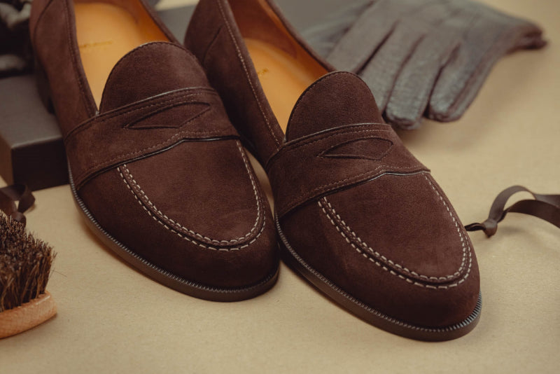 Paul Stuart Lee Suede Penny Loafer Brown