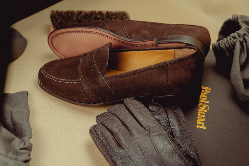 Paul Stuart Lee Suede Penny Loafer Brown | MensDesignerShoe.com
