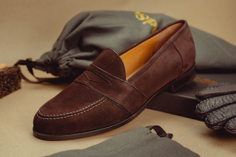 Paul Stuart Lee Suede Penny Loafer Brown