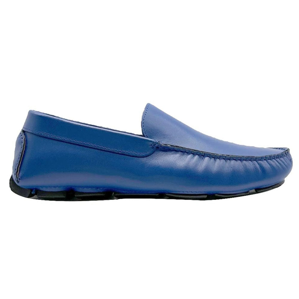 Paolo Shoes Alfonso Leather Driving Shoe Blue