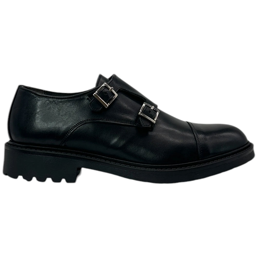 Paolo Shoes Haku Double Monk Strap Shoes Black