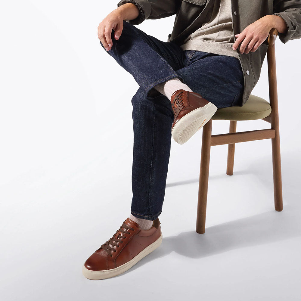 Samuel Hubbard Presidio Leather Lace-Up Sneaker Antique Brown