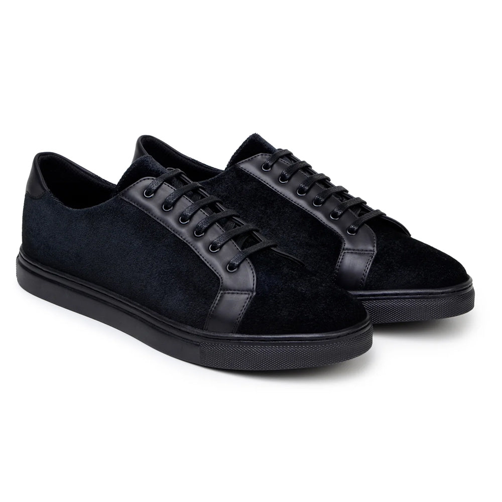 Belvedere Studio Prince Velvet / Leather Formal Sneakers Black