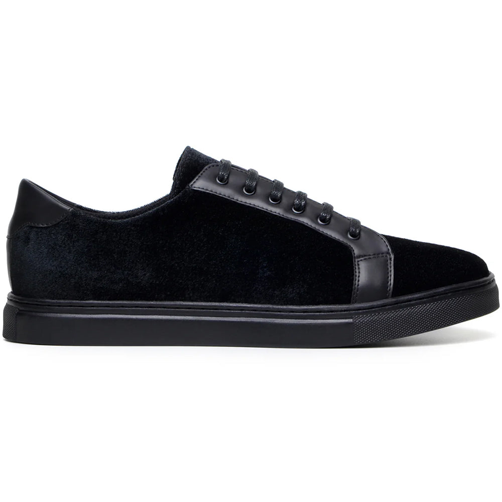 Belvedere Studio Prince Velvet / Leather Formal Sneakers Black