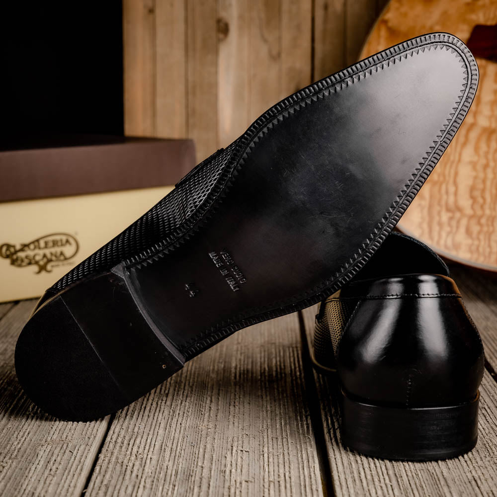 Calzoleria Toscana Q479 Parma Calfskin Penny Loafers Black