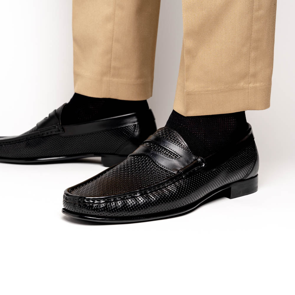 Calzoleria Toscana Q479 Parma Calfskin Penny Loafers Black