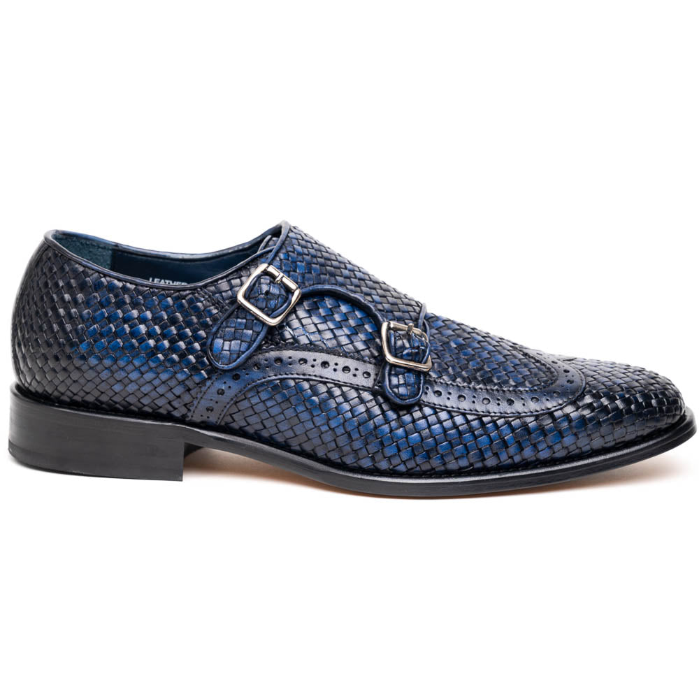 Calzoleria Toscana Q978 Woven Wingtip Monstrap Shoes Navy