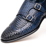 Calzoleria Toscana Q978 Woven Wingtip Monkstrap Shoes Navy