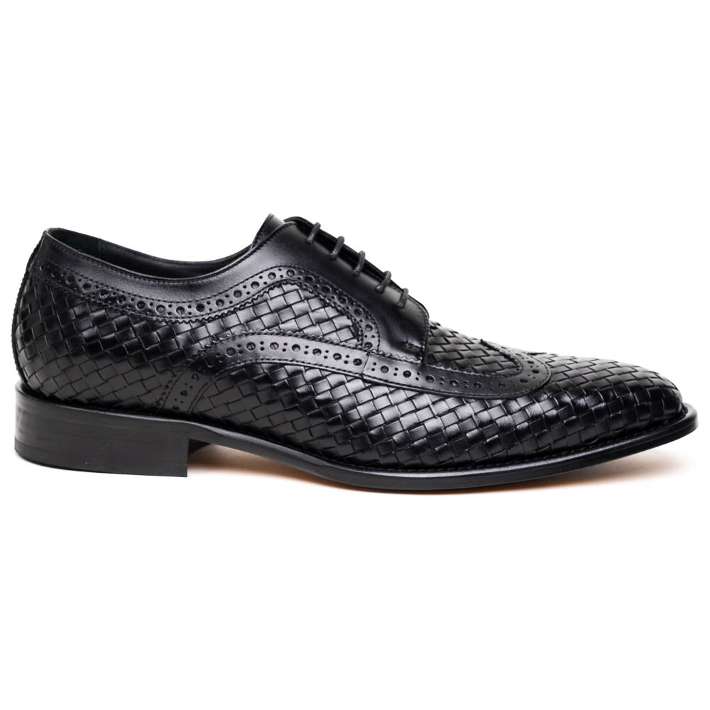 Calzoleria Toscana Q979 Woven Wingtip Lace Up Shoes Black