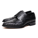 Calzoleria Toscana Q979 Woven Wingtip Lace Up Shoes Black