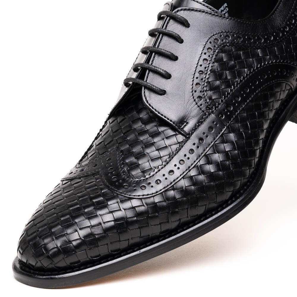 Calzoleria Toscana Q979 Woven Wingtip Lace Up Shoes Black