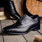 Calzoleria Toscana Q979 Woven Wingtip Lace Up Shoes Black