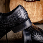 Calzoleria Toscana Q979 Woven Wingtip Lace Up Shoes Black