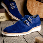 Calzoleria Toscana Q982 Velour Suede Monkstrap Blue