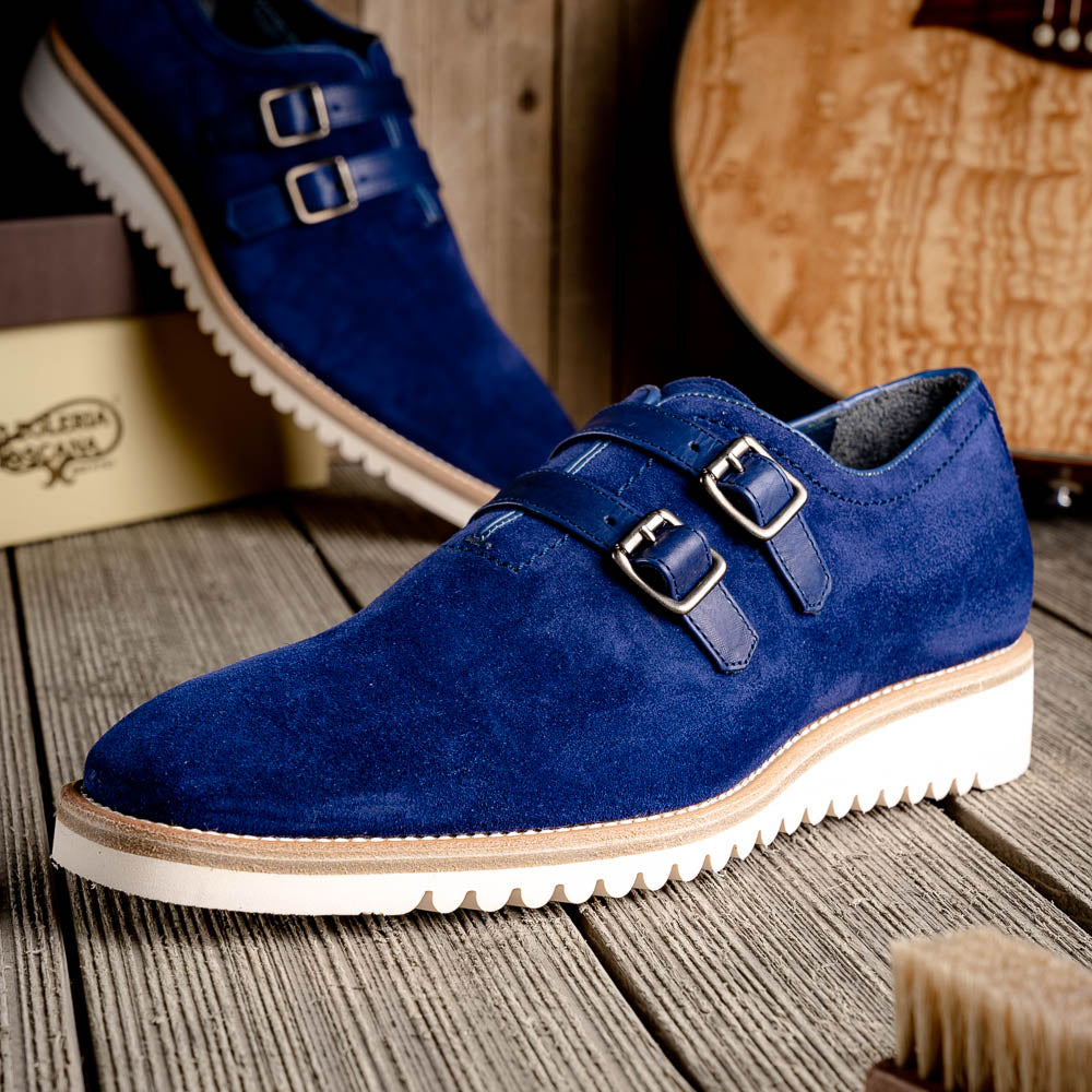 Calzoleria Toscana Q982 Velour Suede Monkstrap Blue