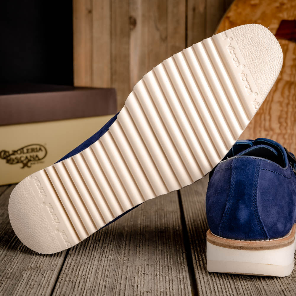 Calzoleria Toscana Q982 Velour Suede Monkstrap Blue