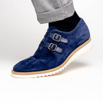 Calzoleria Toscana Q982 Velour Suede Monkstrap Blue