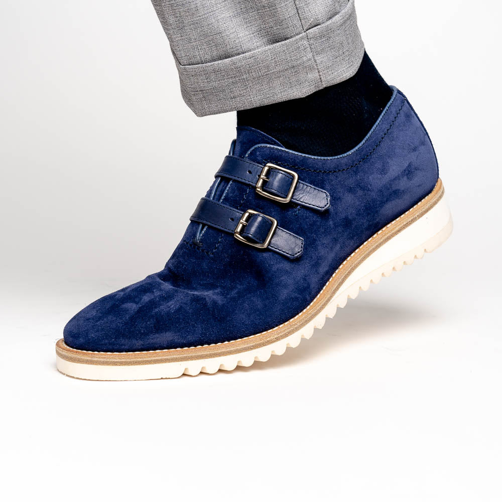 Calzoleria Toscana Q982 Velour Suede Monkstrap Blue