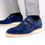 Calzoleria Toscana Q982 Velour Suede Monkstrap Blue
