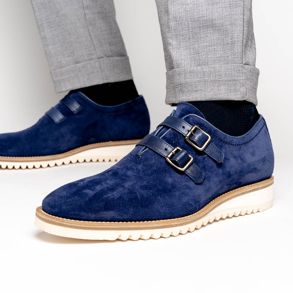 Calzoleria Toscana Q982 Velour Suede Monkstrap Blue