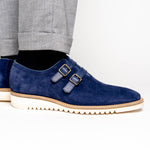 Calzoleria Toscana Q982 Velour Suede Monkstrap Blue