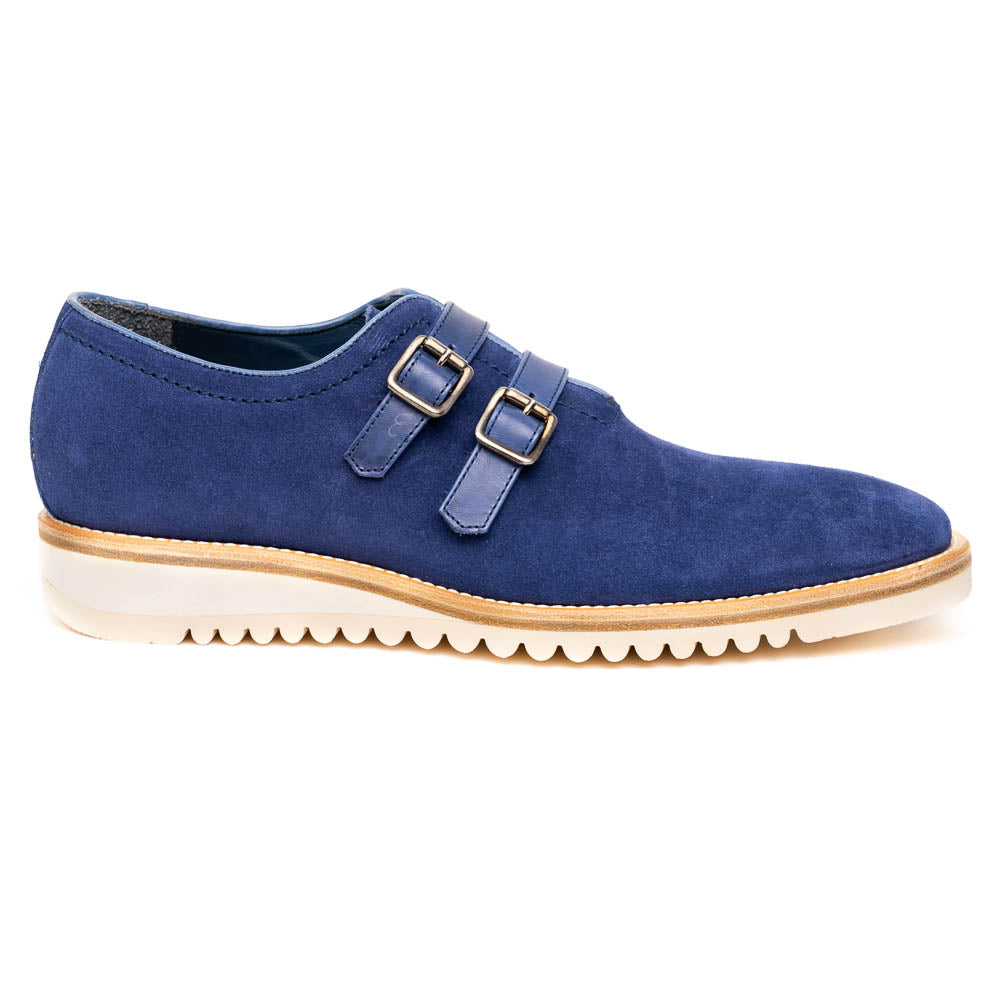 Calzoleria Toscana Q982 Velour Suede Monkstrap Blue