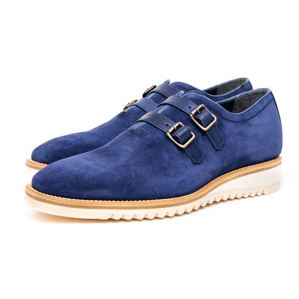 Calzoleria Toscana Q982 Velour Suede Monkstrap Blue