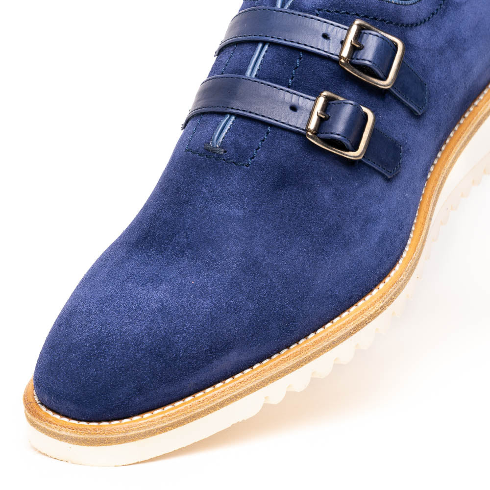 Calzoleria Toscana Q982 Velour Suede Monkstrap Blue