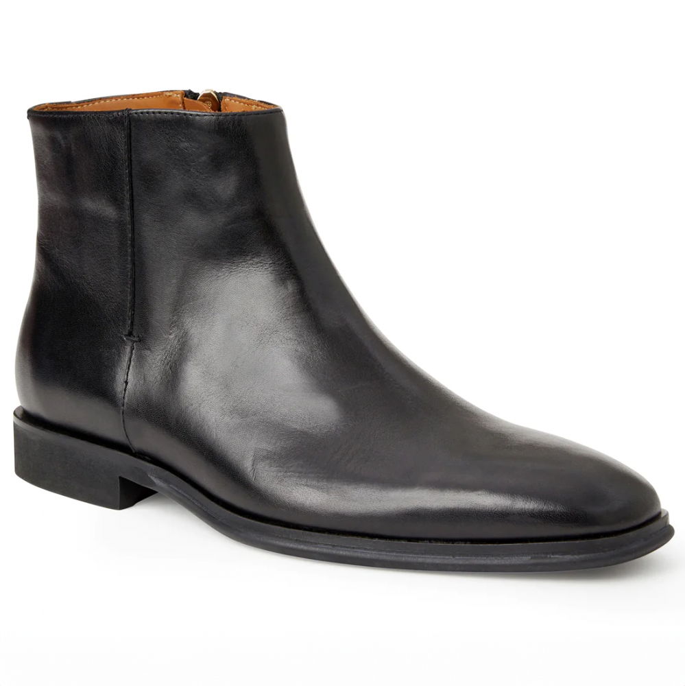 Bruno Magli Raging Leather Side Zip Boots Black