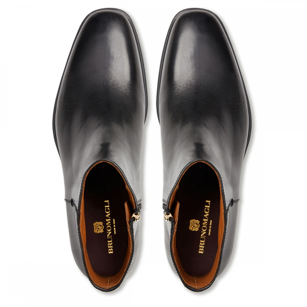 Bruno Magli Raging Leather Side Zip Boots Black