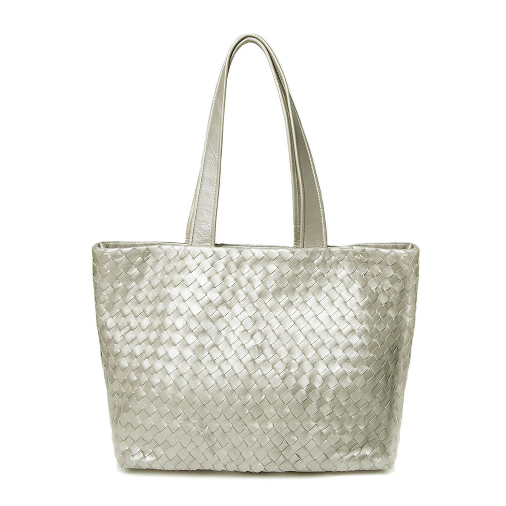Robert Zur Women's Rina True Glove Woven Tote Bag Platino