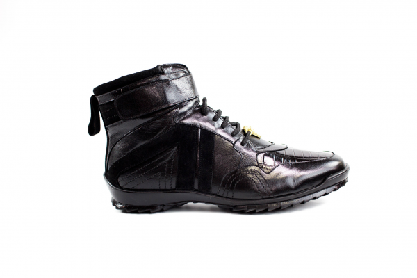 Belvedere Rino Crocodile Suede & Calfskin High Top Sneakers Black