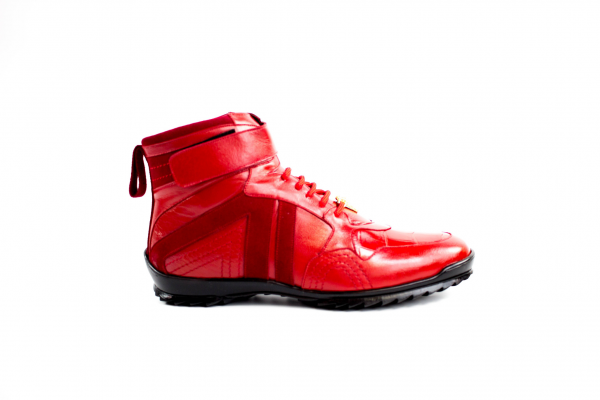 Belvedere Rino Crocodile Suede & Calfskin High Top Sneakers Red