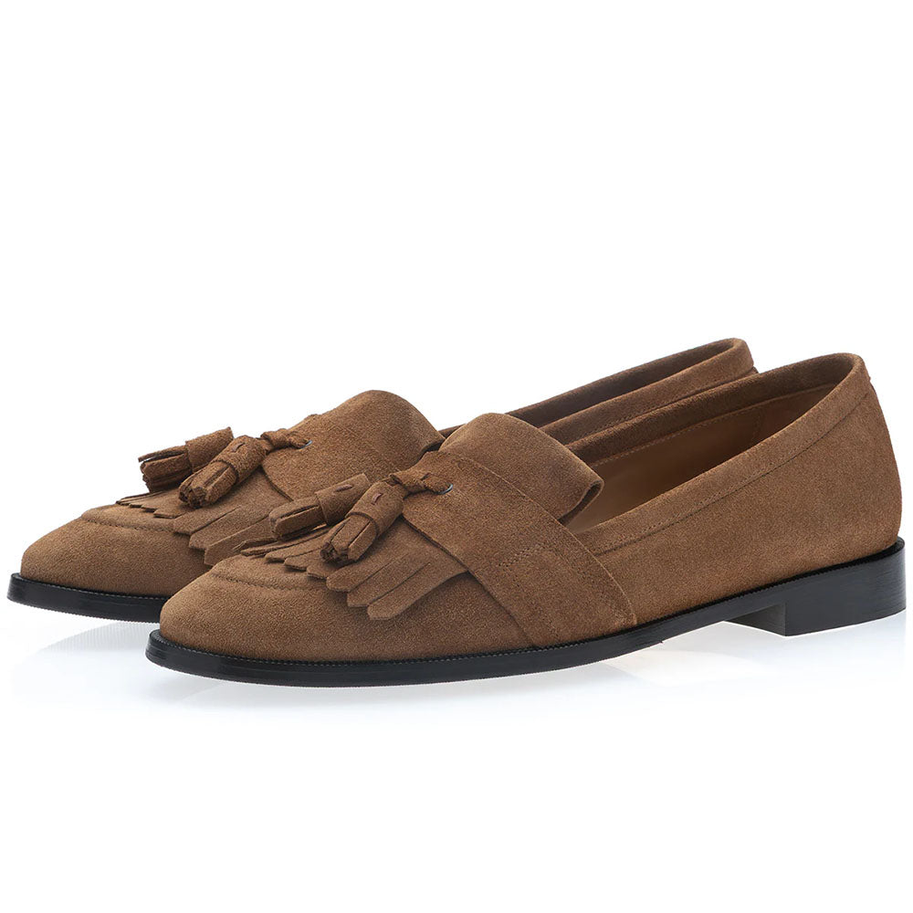 Superglamourous Romea Gorain Waterproof Suede Tassel Loafer Tobacco