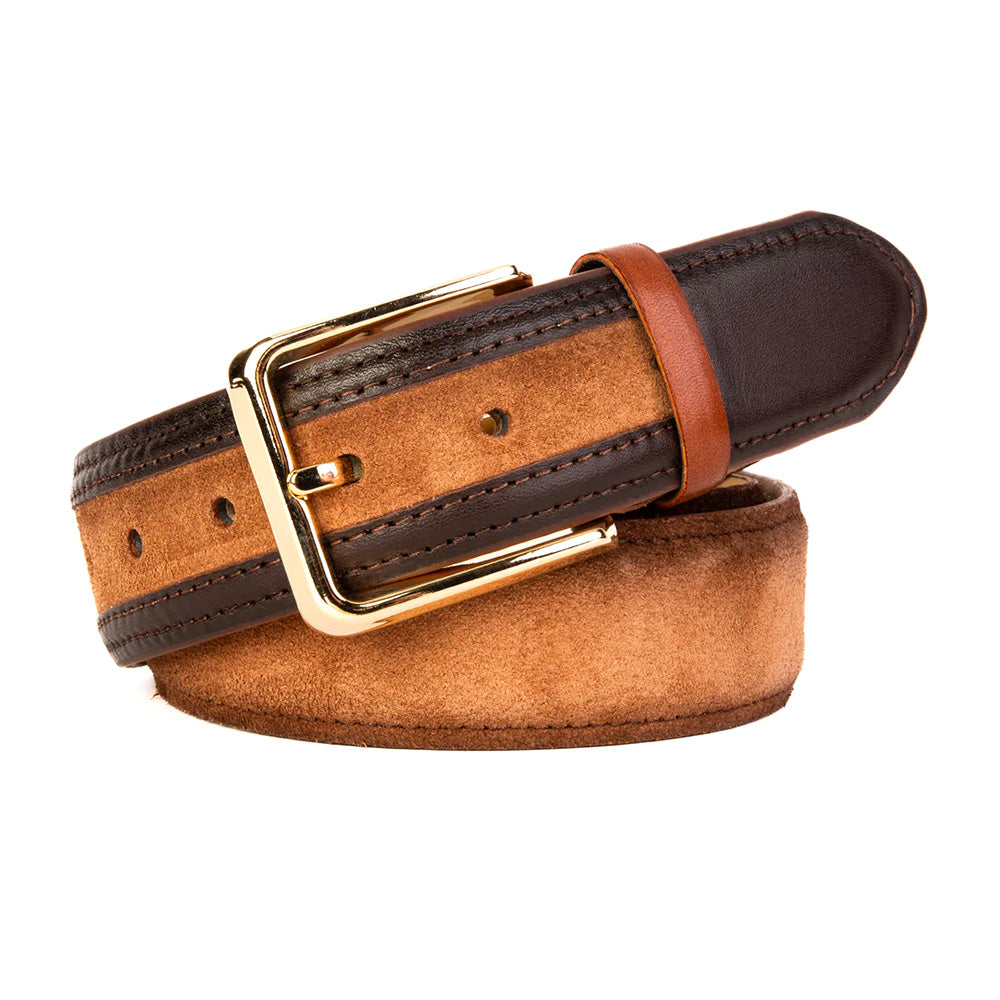 Vinci Leather The Regent Leather & Suede Belt Brown