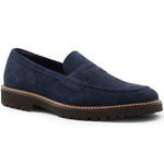 Zelli Roma Italian Suede Penny Loafers Navy (16-657-BLK)