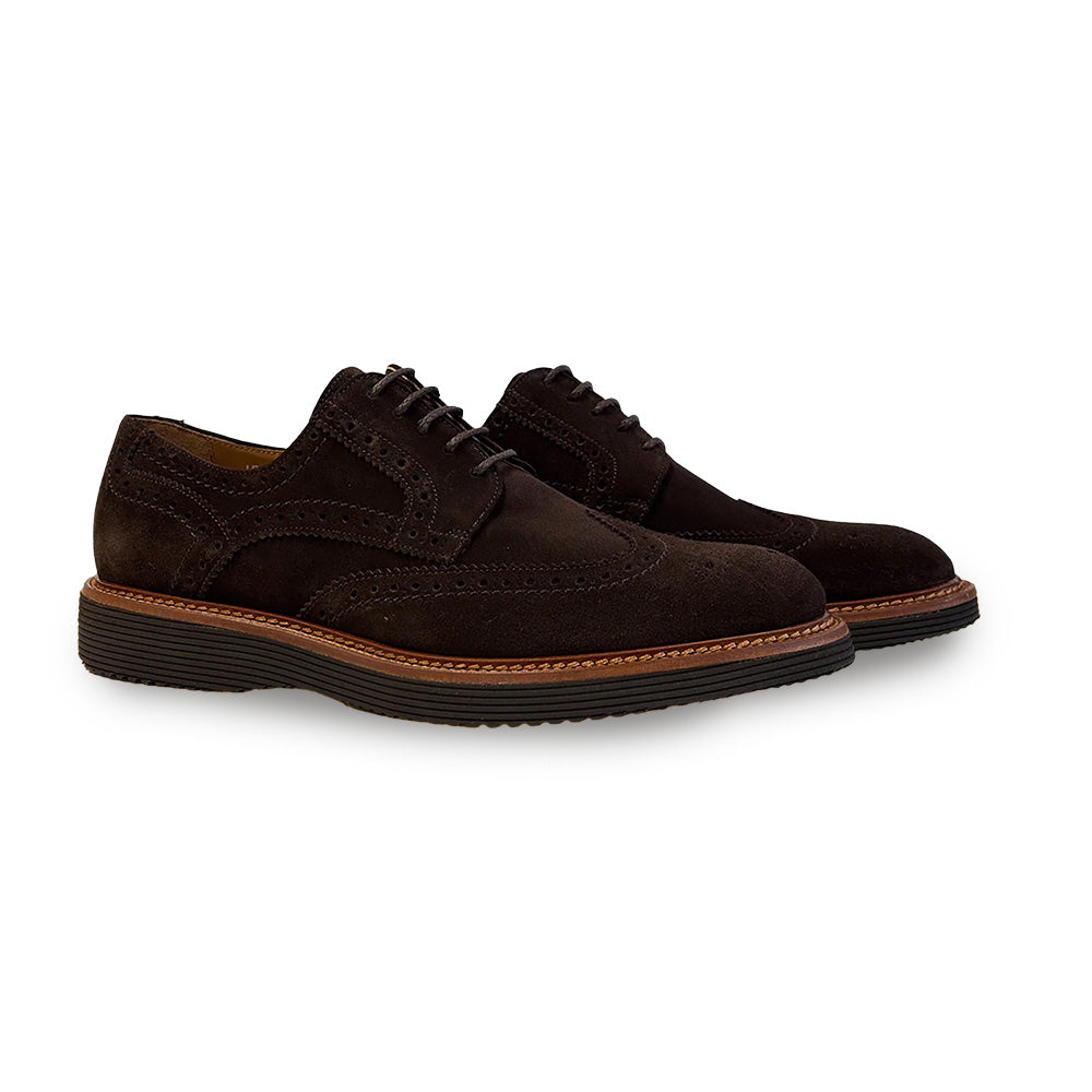 Ronta Calzoleria Toscana Ronta Velour Suede Wingtip Derby Chocolate ...