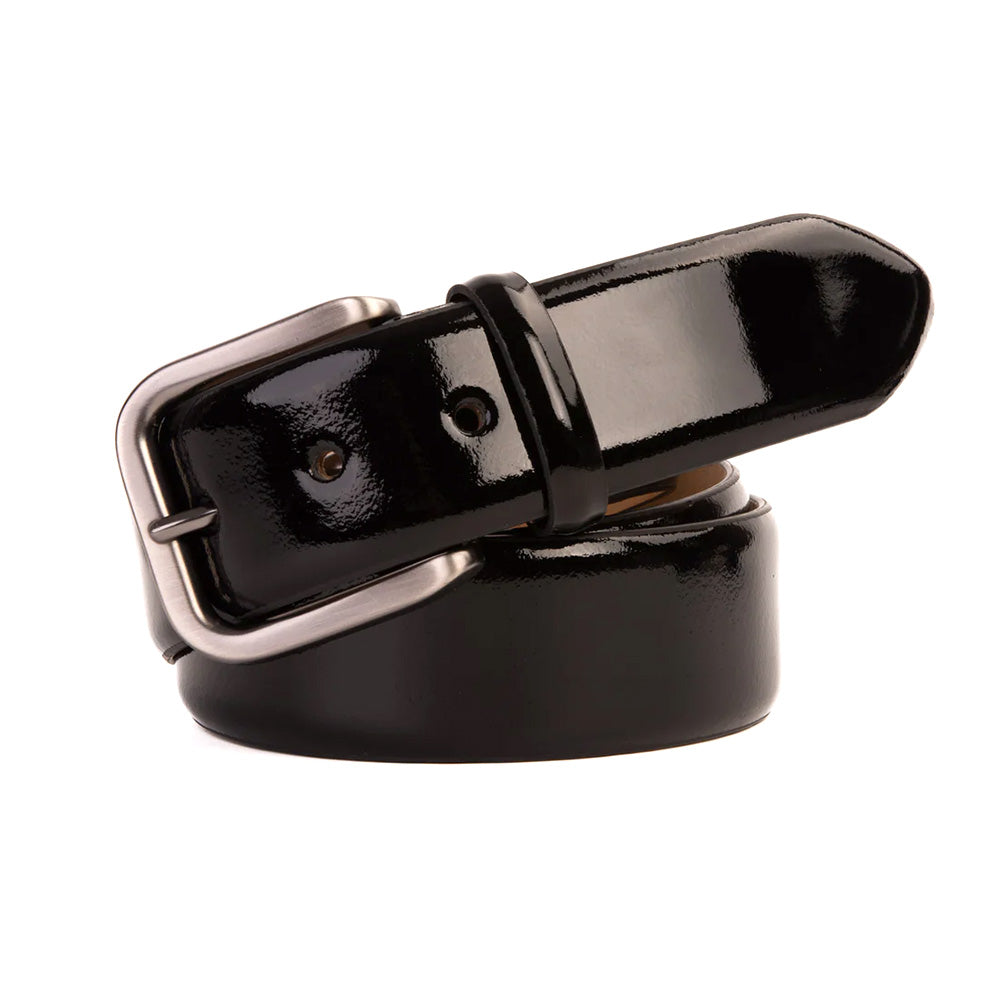 Vinci Leather The Dodoma Black Patent Leather Belt