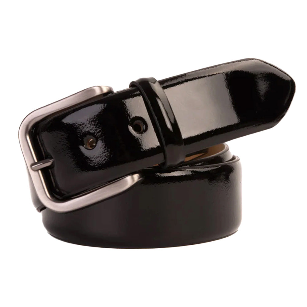 Vinci Leather The Royal Hand Craft Black Patent Leather Belt