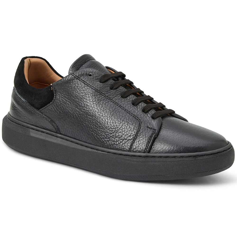 Bruno Magli Salvatore Lace-To-Toe Leather Sneaker Black / Black