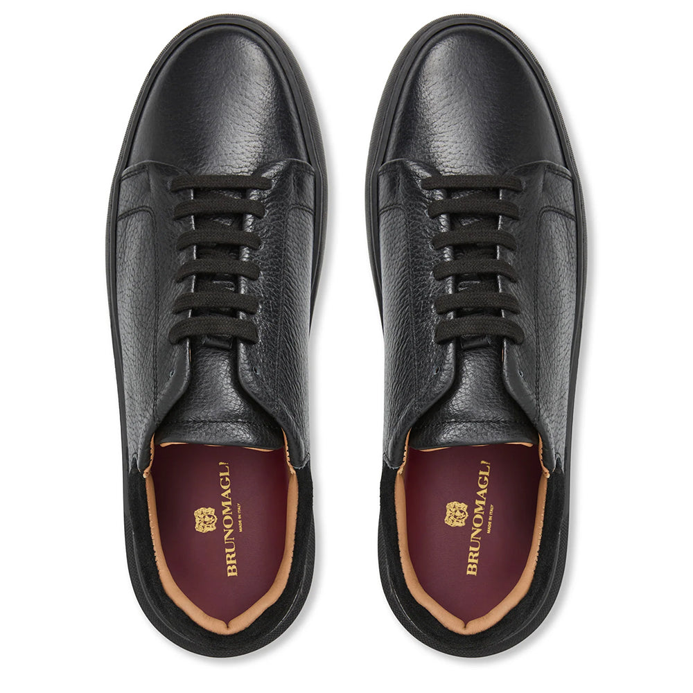 Bruno Magli Salvatore Lace-To-Toe Leather Sneaker Black / Black