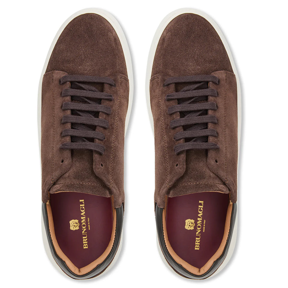 Bruno Magli Salvatore Lace-To-Toe Suede Sneaker Brown