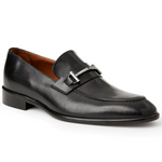 Bruno Magli Sante Double Gore Leather Bit Loafers Black