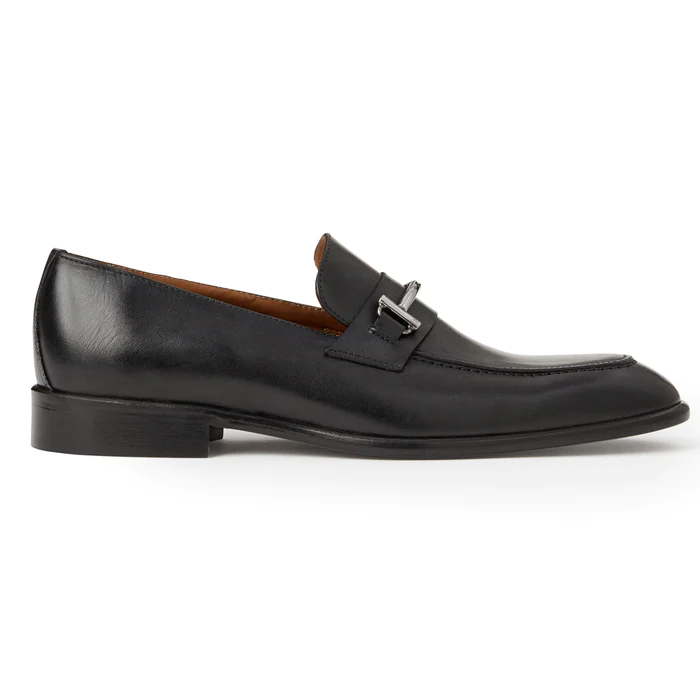 Bruno Magli Sante Double Gore Leather Bit Loafers Black