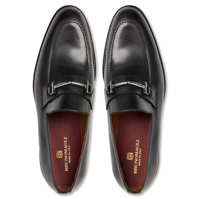 Bruno Magli Sante Double Gore Leather Bit Loafers Black