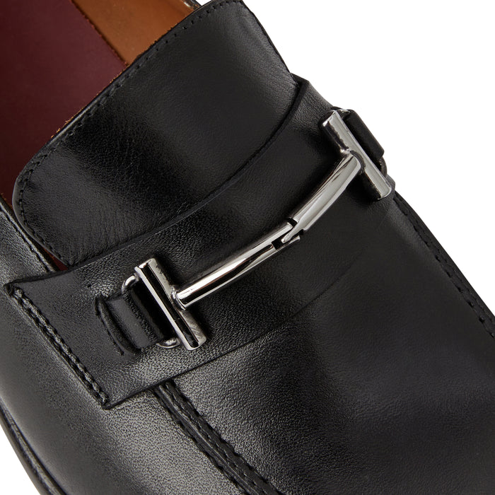 Bruno Magli Sante Double Gore Leather Bit Loafers Black