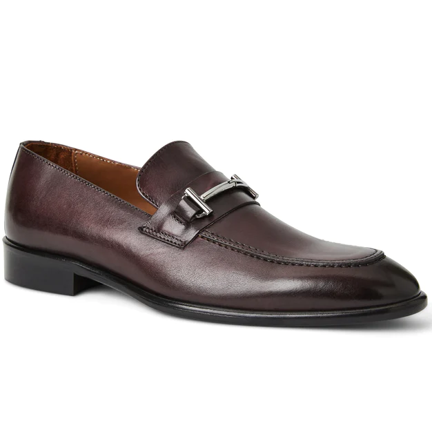 Bruno Magli Sante Double Gore Leather Bit Loafers Burgundy