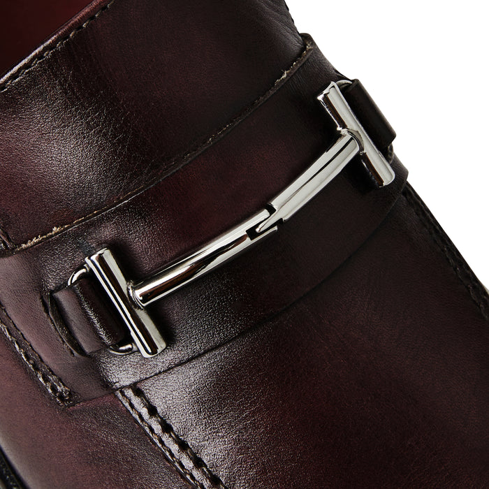 Bruno Magli Sante Double Gore Leather Bit Loafers Burgundy
