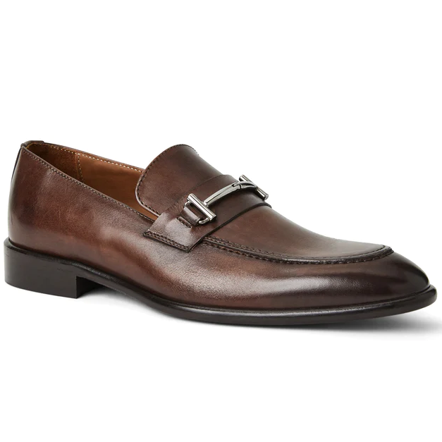 Bruno Magli Sante Double Gore Leather Bit Loafers Brown