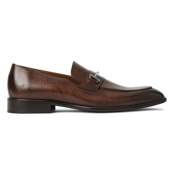 Bruno Magli Sante Double Gore Leather Bit Loafers Brown